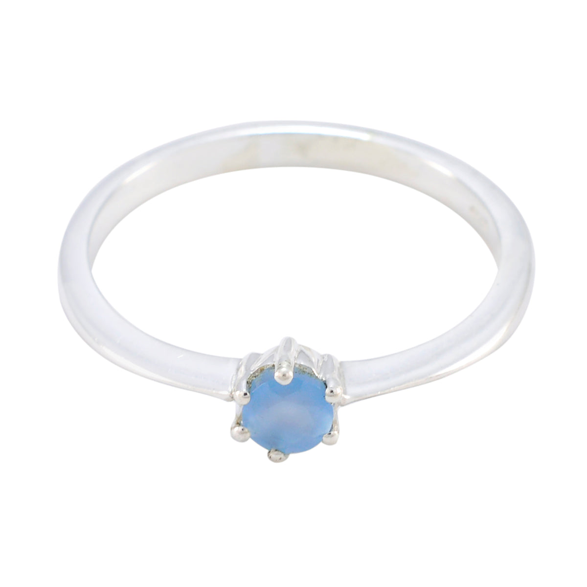 Blue Chalcedony Solitaire Japanese Silver Blue Gems Elegant  Feminine Ring Jewellery Image principale du produit