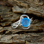 Blue Chalcedony Solitaire Japanese 925 Silver Blue Gemstones Delicate Romantic Ring Jewelry