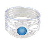 Blue Chalcedony Solitaire Spanish Silver Blue Gemstone Eye catching Rope Wire Band Jewellery