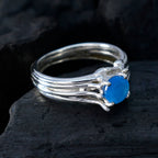 Blue Chalcedony Solitaire Moroccan Silver Blue Gemstone Classic Feminine Ring Jewellery