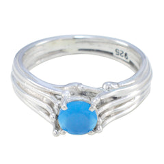 Blue Chalcedony Solitaire Moroccan Silver Blue Gemstone Classic Feminine Ring Jewellery