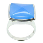 Blue Chalcedony Solitaire Egyptian Sterling Silver Blue Gemstones Chunky Signet Ring Jewellery