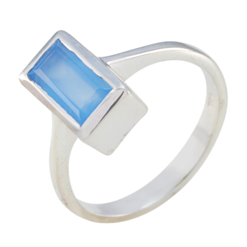 Blue Chalcedony Solitaire African 925 Sterling Silver Blue Gems Featherlight Artisan Ring Jewellery