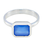 Blue Chalcedony Solitaire German Sterling Silver Blue Gems Tiny Luxurious Ring Jewelry