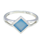 Blue Chalcedony Solitaire Japanese 925 Sterling Silver Blue Gemstones Dainty Feminine Ring Jewellery