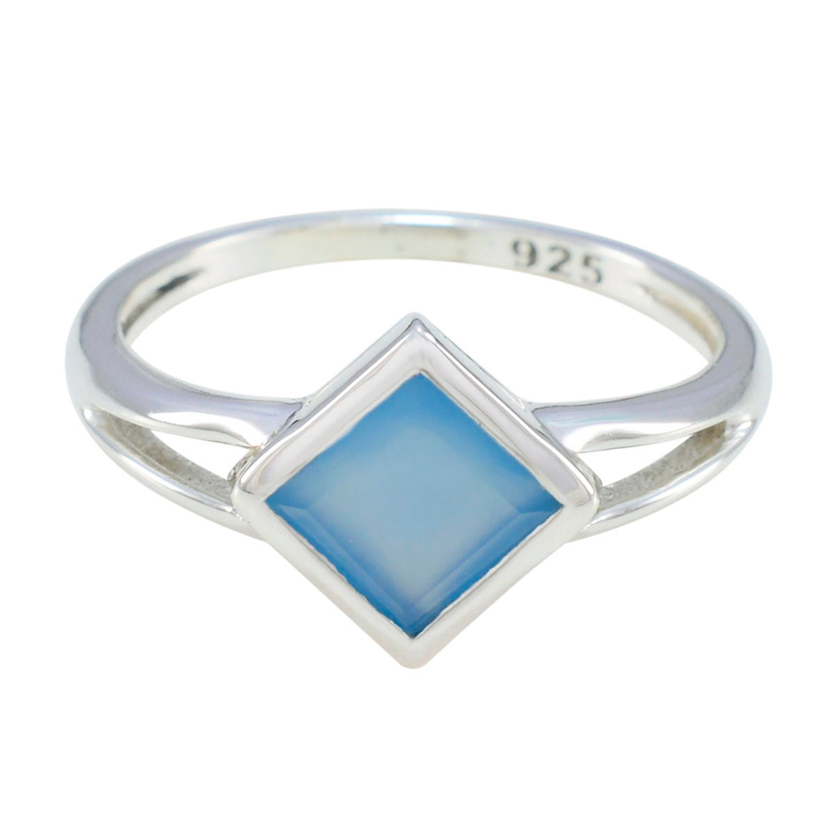 Blue Chalcedony Solitaire Japanese 925 Sterling Silver Blue Gemstones Dainty Feminine Ring Jewellery