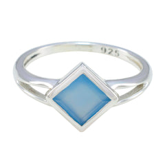 Blue Chalcedony Solitaire Japanese 925 Sterling Silver Blue Gemstones Dainty Feminine Ring Jewellery