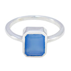 Blue Chalcedony Solitaire American 925 Sterling Silver Blue Gems Whisper thin Sophisticated Ring Jewelry