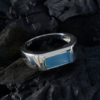 Blue Chalcedony Solitaire Moroccan Sterling Silver Blue Gems Tiny Trendy Ring Jewelry