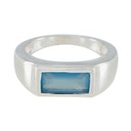 Blue Chalcedony Solitaire Moroccan Sterling Silver Blue Gems Tiny Trendy Ring Jewelry