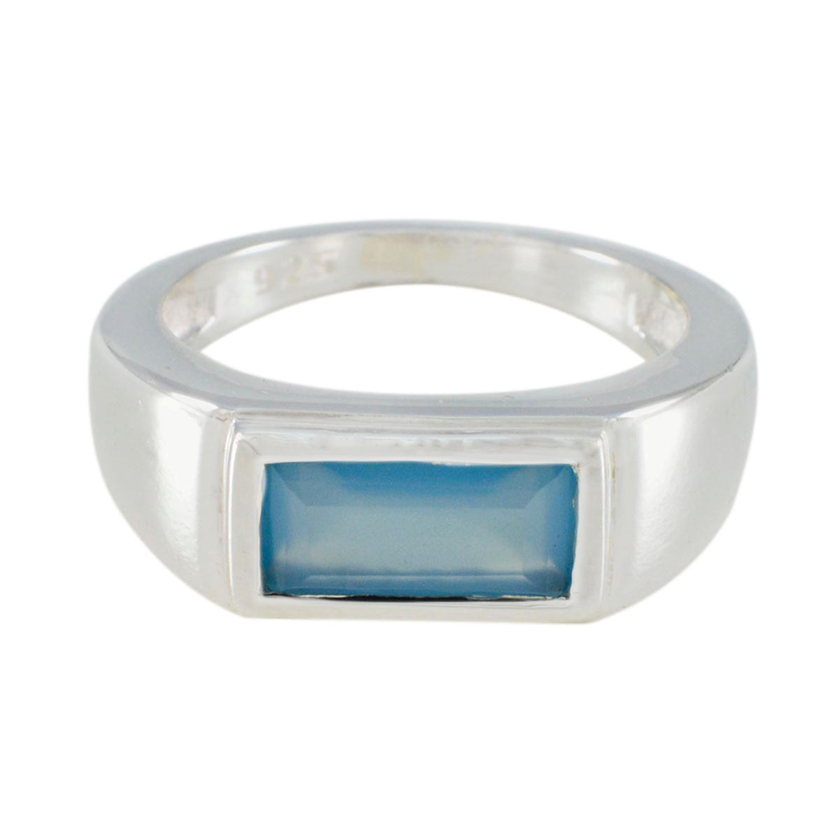 Blue Chalcedony Solitaire Moroccan Sterling Silver Blue Gems Tiny Trendy Ring Jewelry