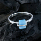 Blue Chalcedony Solitaire Korean 925 Silver Blue Gems Dainty Fairytale Ring Jewellery