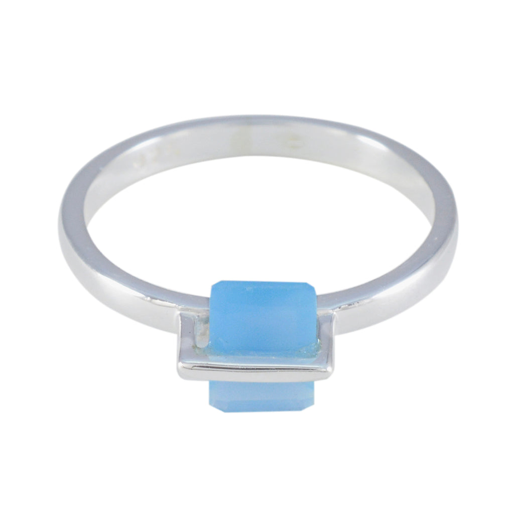 Blue Chalcedony Solitaire Korean 925 Silver Blue Gems Dainty Fairytale Ring Jewellery