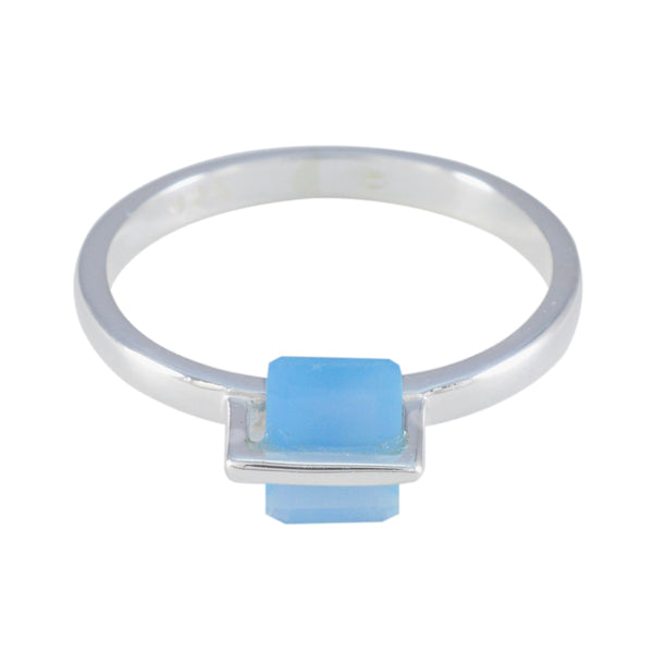 Blue Chalcedony Solitaire Korean 925 Silver Blue Gems Dainty Fairytale Ring Jewellery