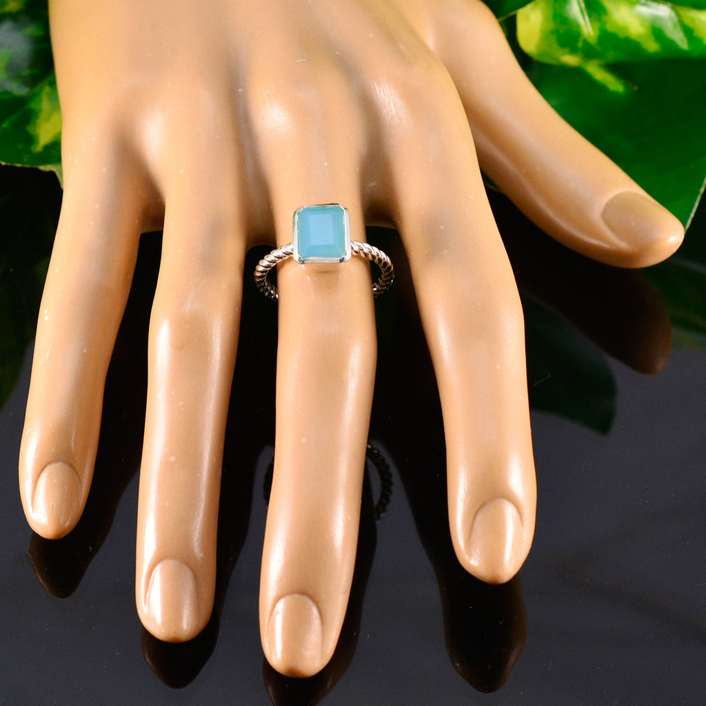 Blue Chalcedony Solitaire Indian Sterling Silver Blue Gemstone Featherlight Fairytale Ring Jewellery