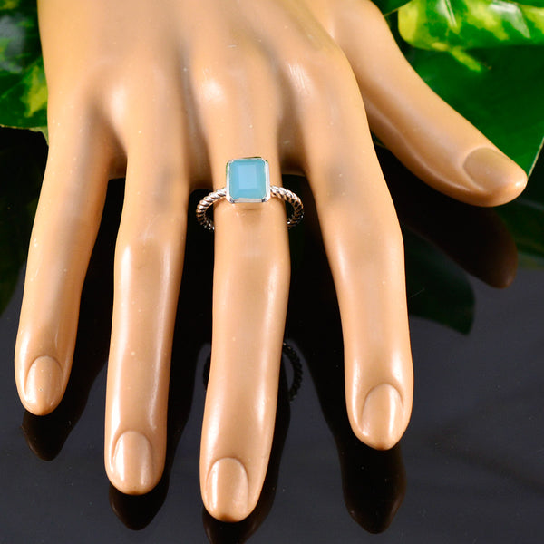 Blue Chalcedony Solitaire Indian Sterling Silver Blue Gemstone Featherlight Fairytale Ring Jewellery
