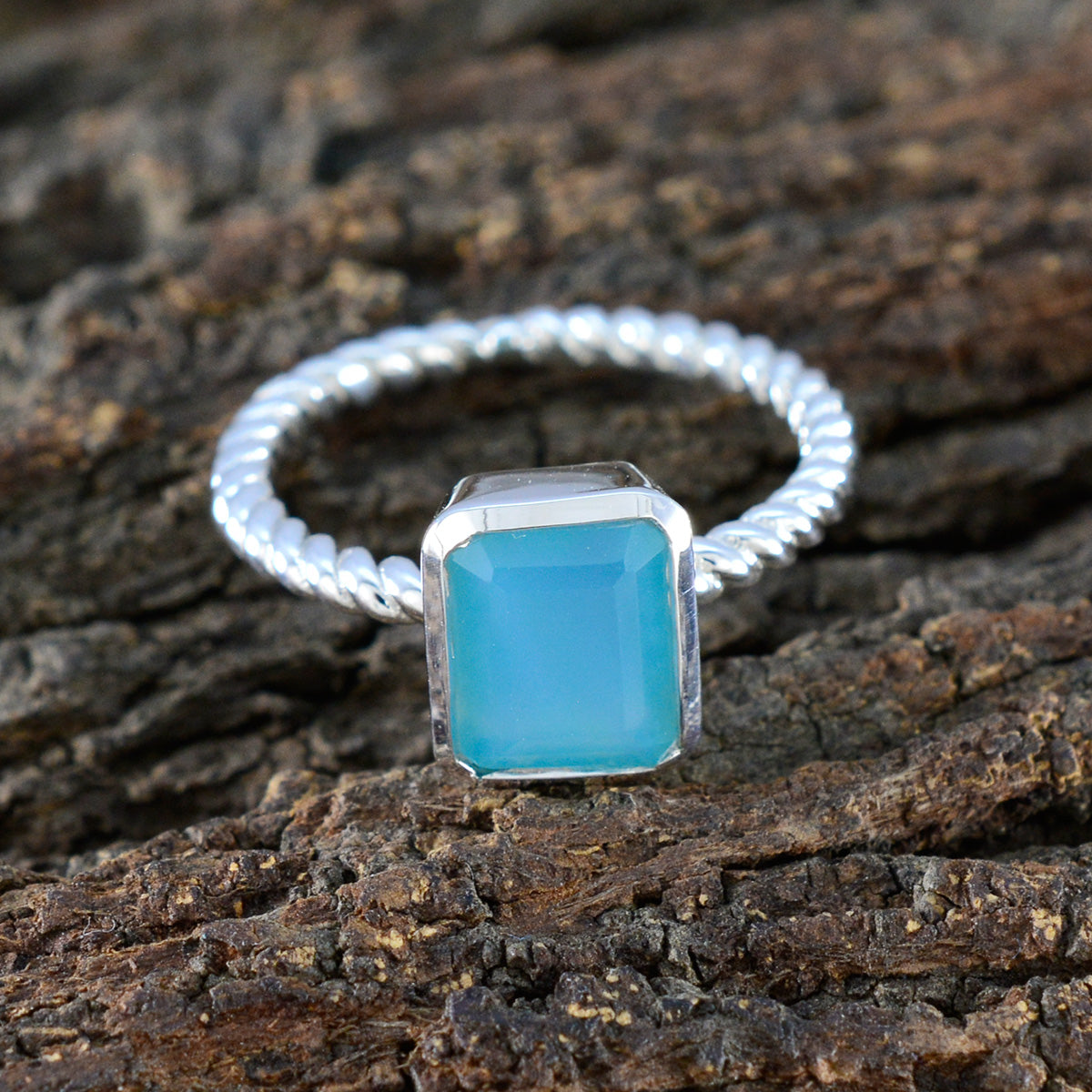 Blue Chalcedony Solitaire Indian Sterling Silver Blue Gemstone Featherlight Fairytale Ring Jewellery