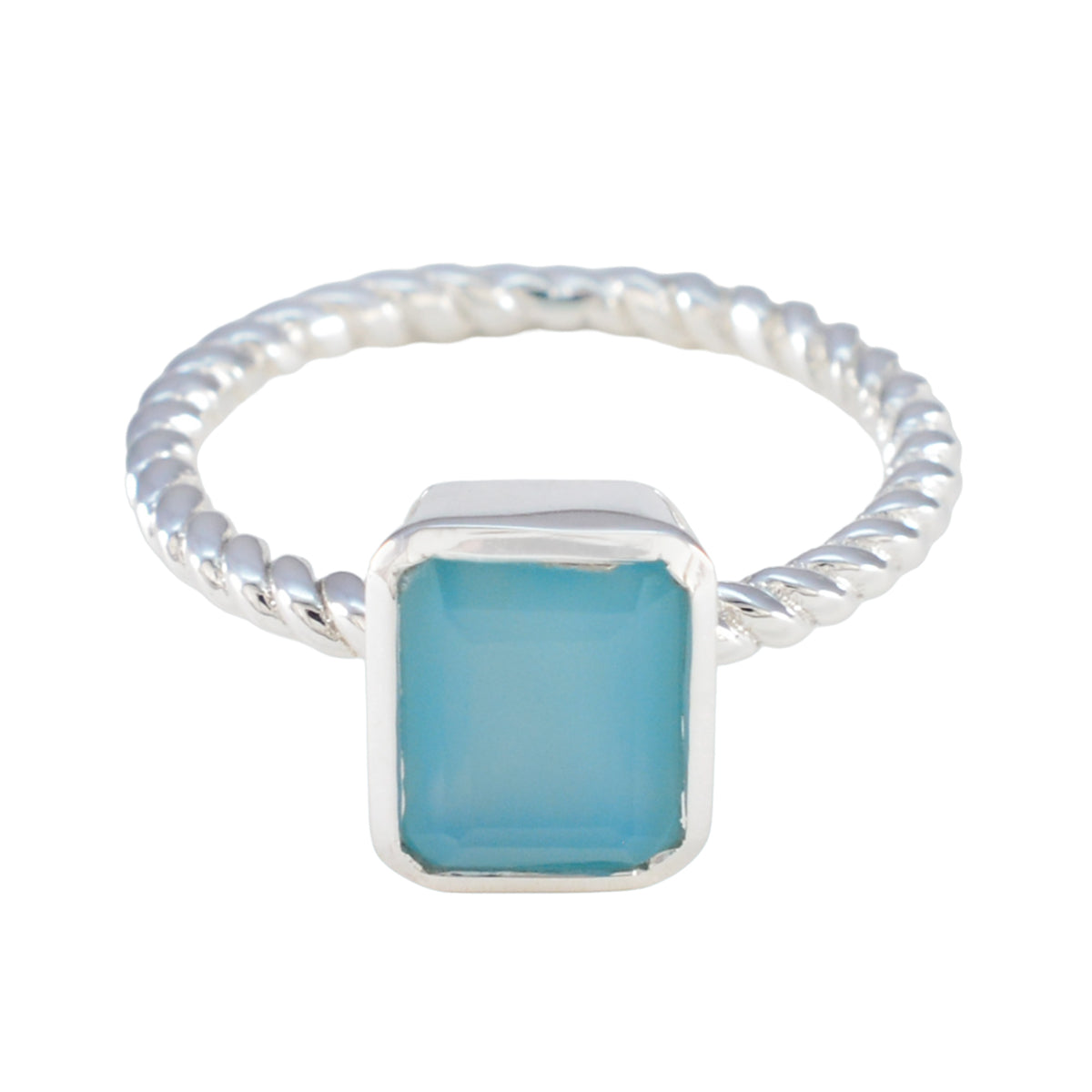Blue Chalcedony Solitaire Indian Sterling Silver Blue Gemstone Featherlight Fairytale Ring Jewellery Hoofdafbeelding