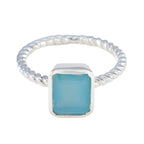 Blue Chalcedony Solitaire Indian Sterling Silver Blue Gemstone Featherlight Fairytale Ring Jewellery