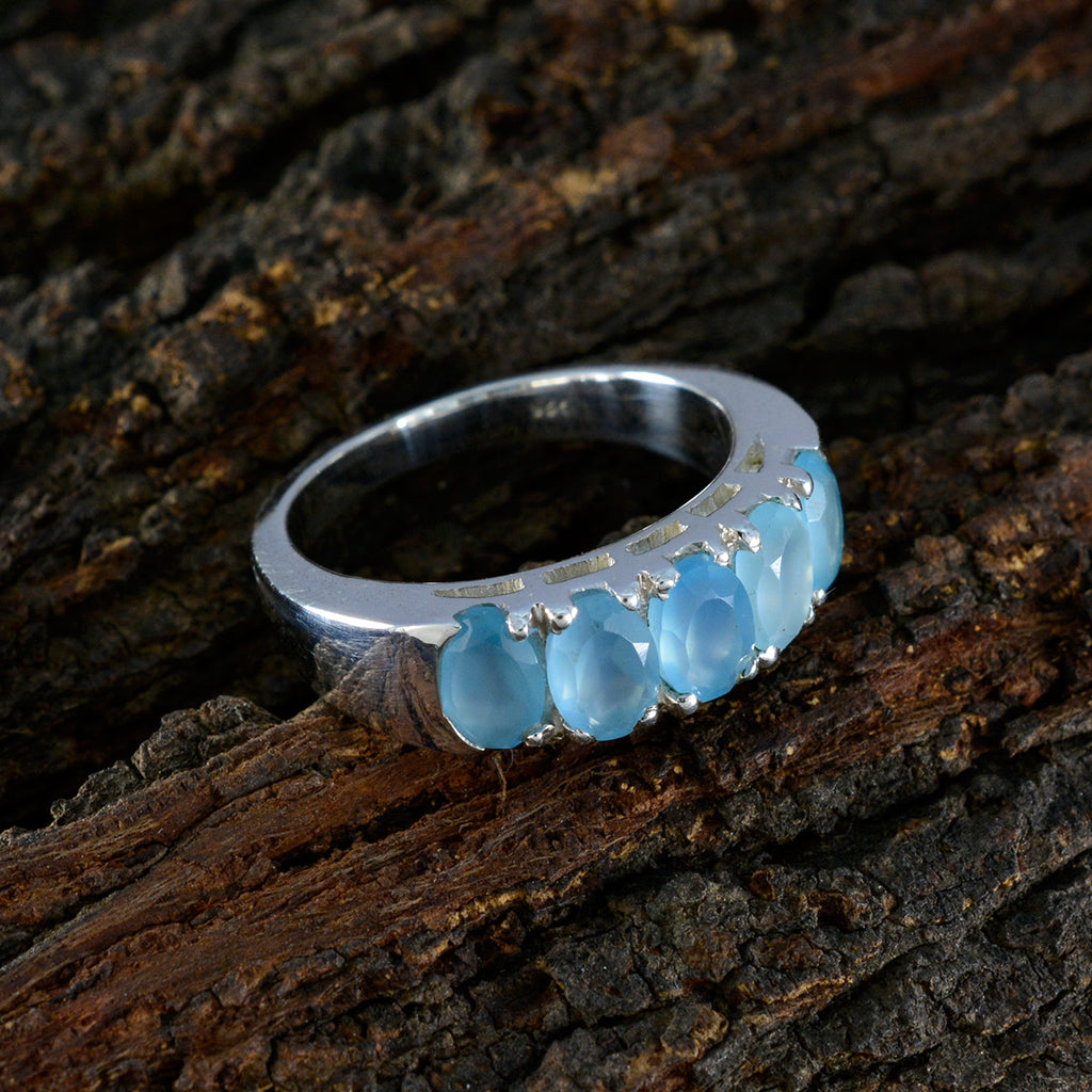 Blue Chalcedony Penta Moroccan Silver Blue Gems Classic Fairytale Band Jewelry