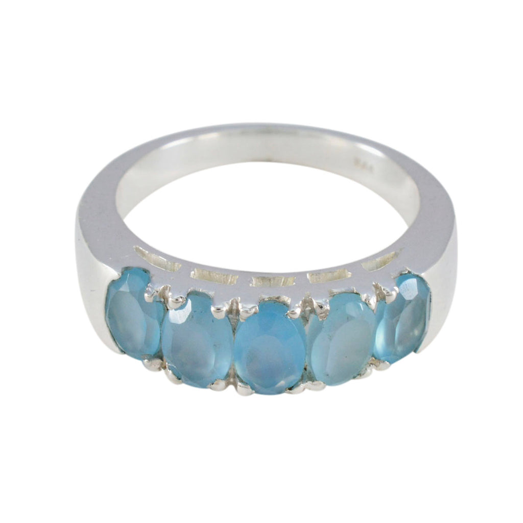 Blue Chalcedony Penta Moroccan Silver Blue Gems Classic Fairytale Band Jewelry