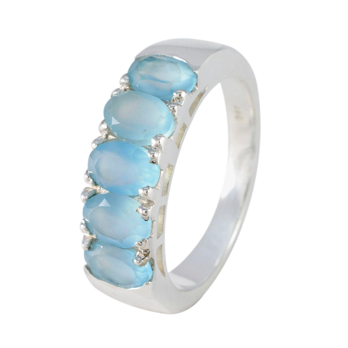 Blauwe Chalcedoon Penta Marokkaans Zilver Blauwe Edelstenen Klassieke Sprookjesband Sieraden Secundaire afbeelding