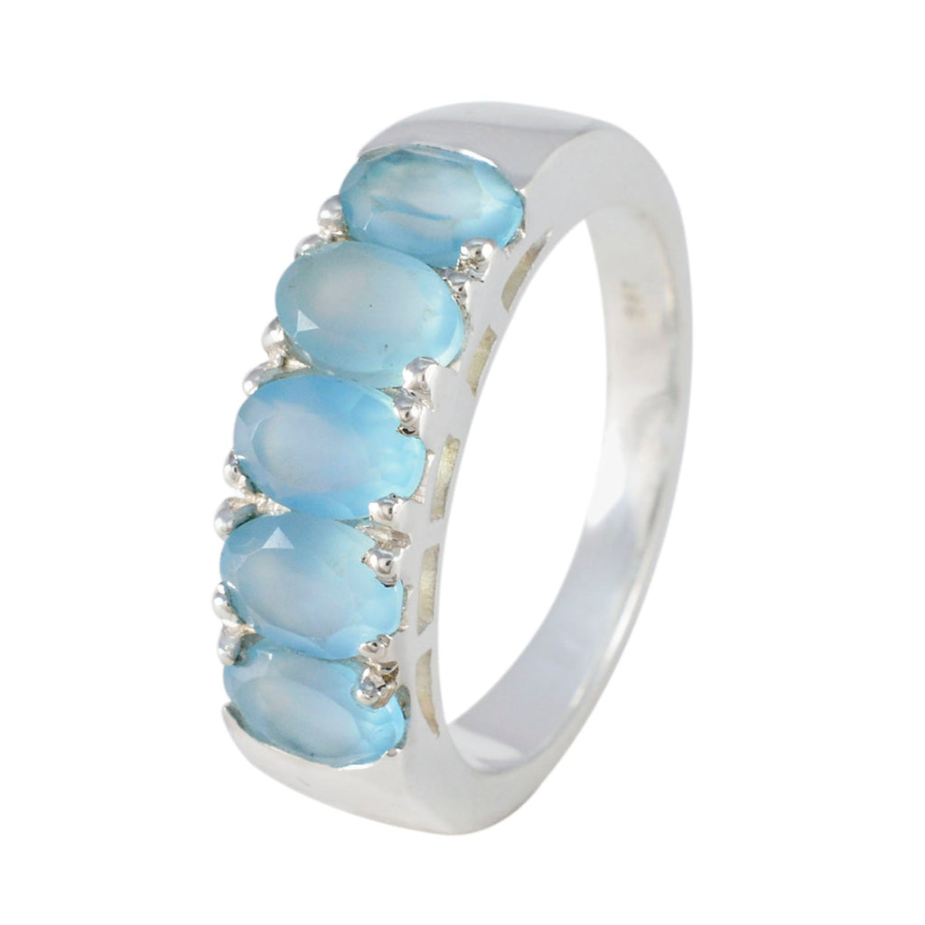 Blue Chalcedony Penta Moroccan Silver Blue Gems Classic Fairytale Band Jewelry
