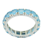 Blue Chalcedony multiple Korean Sterling Silver Blue Gems Dainty Eternity Band Jewelry