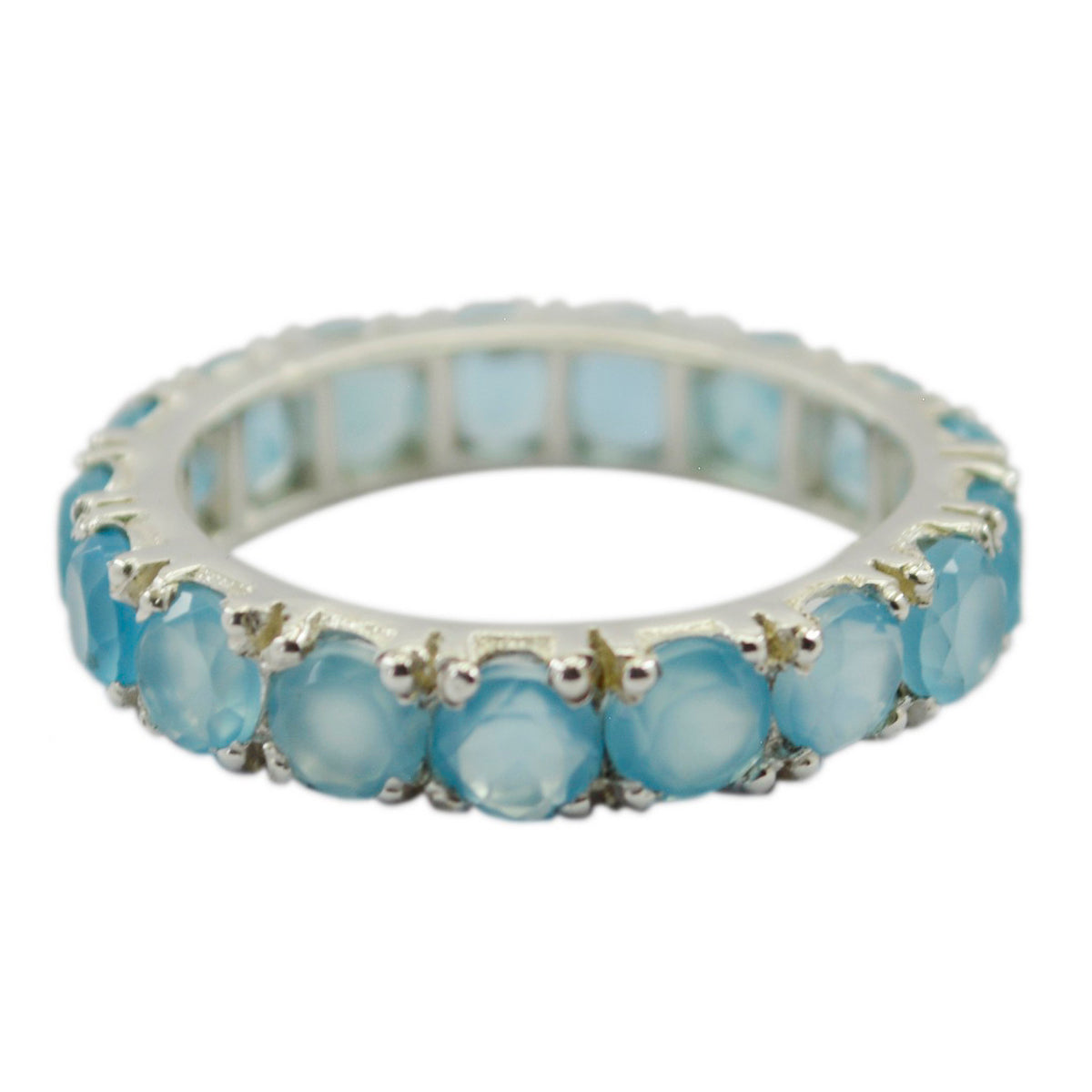 Blue Chalcedony multiple Korean Sterling Silver Blue Gems Dainty Eternity Band Jewelry