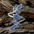 Blue Chalcedony Hepta African 925 Silver Blue Gemstones Classic Leafy Ring Jewelry