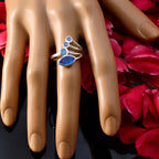 Blue Chalcedony quarter African Silver Blue Gemstones Slim Romantic Ring Jewellery