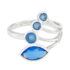 Blue Chalcedony quarter African Silver Blue Gemstones Slim Romantic Ring Jewellery