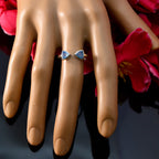 Blue Chalcedony Toi et Moi Japanese 925 Sterling Silver Blue Gems Dainty Fairytale Ring Jewellery