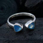 Blue Chalcedony Toi et Moi Japanese 925 Sterling Silver Blue Gems Dainty Fairytale Ring Jewellery