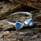 Blue Chalcedony Toi et Moi Japanese 925 Sterling Silver Blue Gems Dainty Fairytale Ring Jewellery