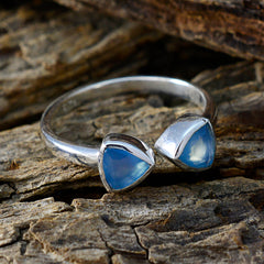 Blue Chalcedony Toi et Moi Japanese 925 Sterling Silver Blue Gems Dainty Fairytale Ring Jewellery