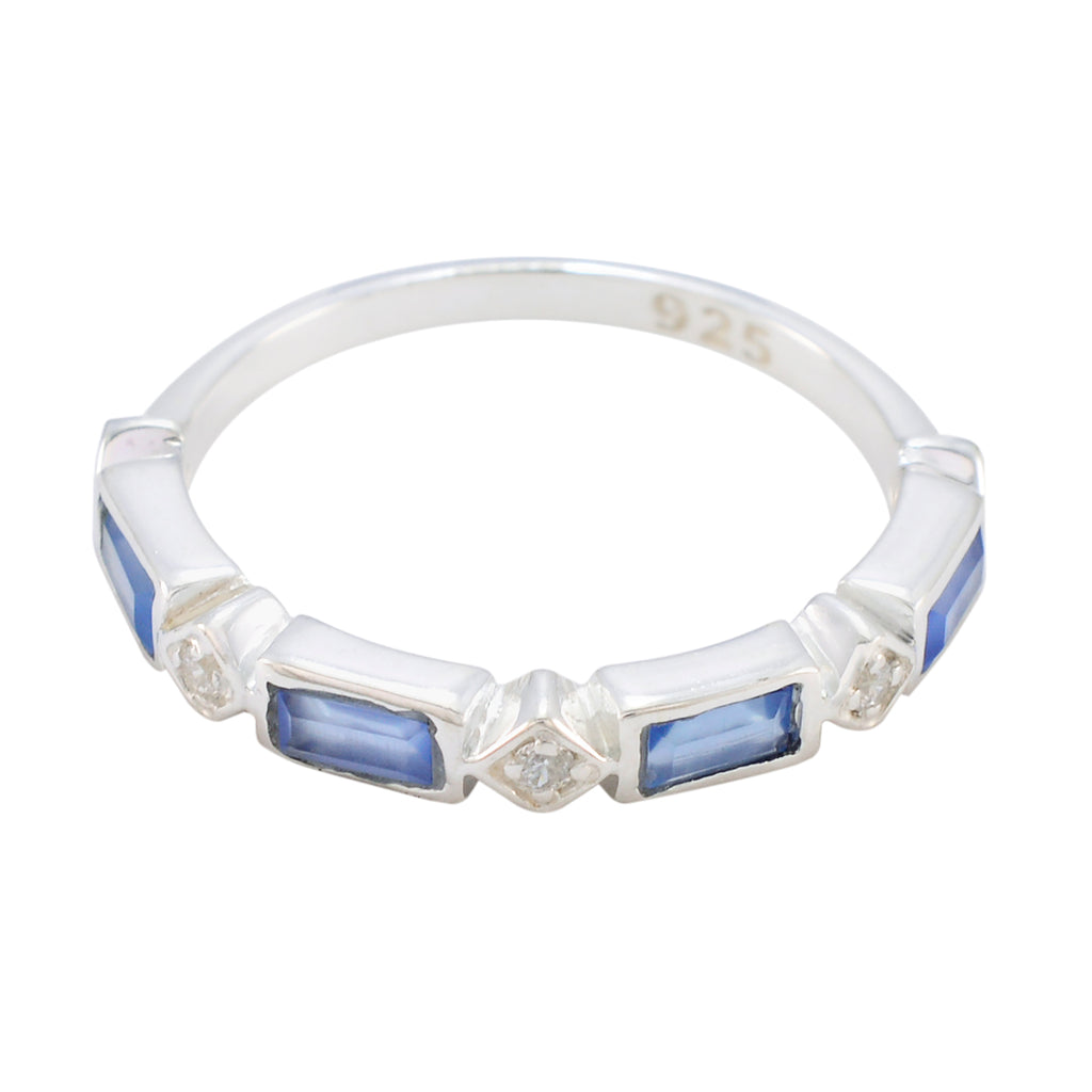 Blue Chalcedony quarter Japanese Silver Blue Gemstone Dainty Trendy Band Jewellery