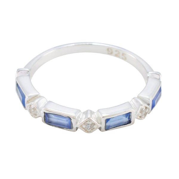Blue Chalcedony quarter Japanese Silver Blue Gemstone Dainty Trendy Band Jewellery