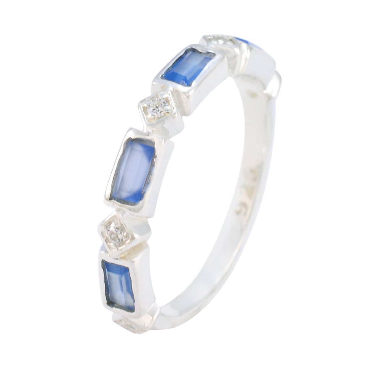 Blue Chalcedony quarter Japanese Silver Blue Gemstone Dainty Trendy Band Jewellery