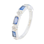 Blue Chalcedony quarter Japanese Silver Blue Gemstone Dainty Trendy Band Jewellery