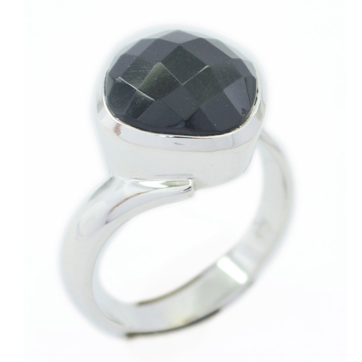 Black Onyx Solitaire Egyptian Sterling Silver Black Gemstone Classic Glamorous Ring Jewelry