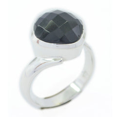 Black Onyx Solitaire Egyptian Sterling Silver Black Gemstone Classic Glamorous Ring Jewelry