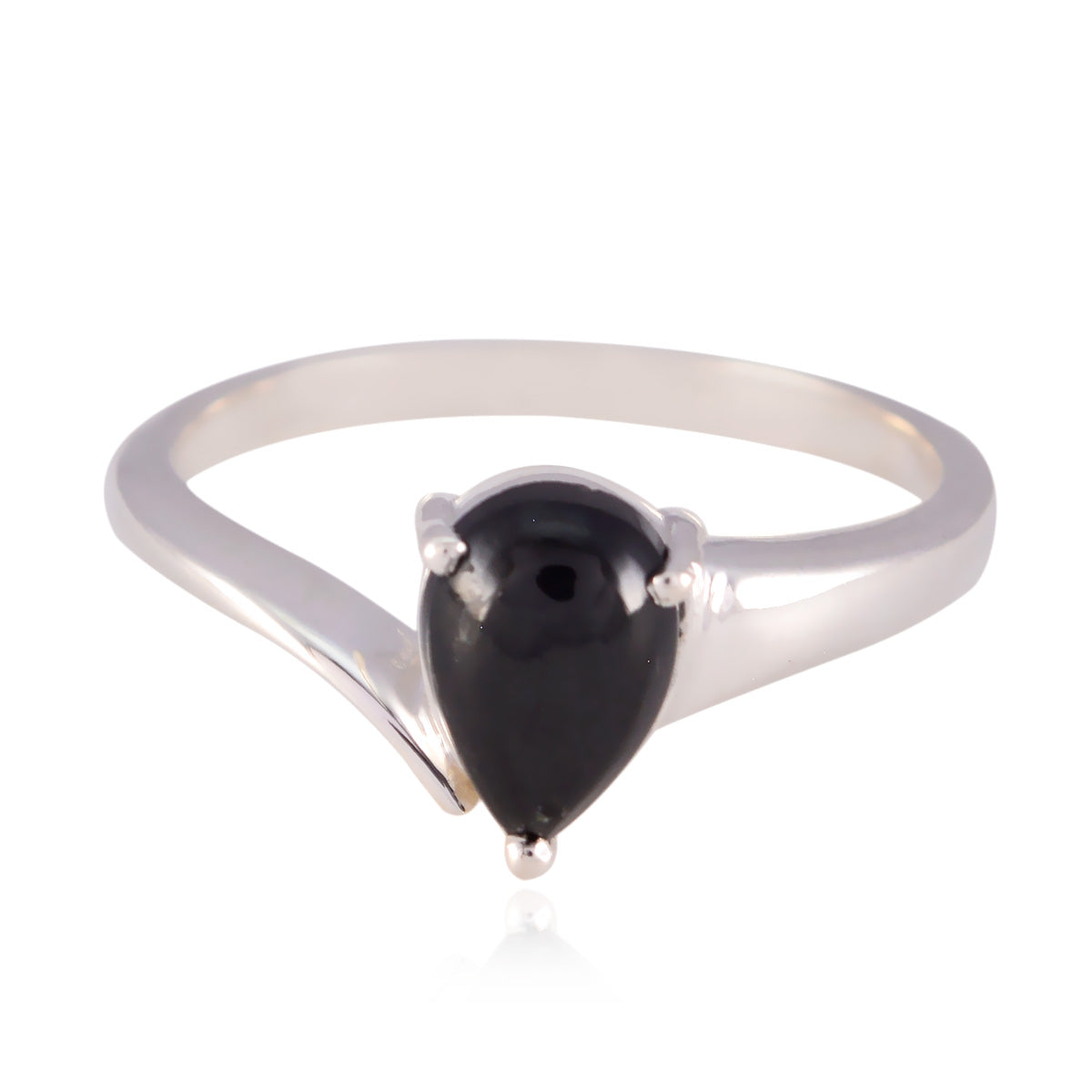 Black Onyx Solitaire Japanese Silver Black Gemstone Whisper thin Romantic Ring Jewellery Главное изображение товара