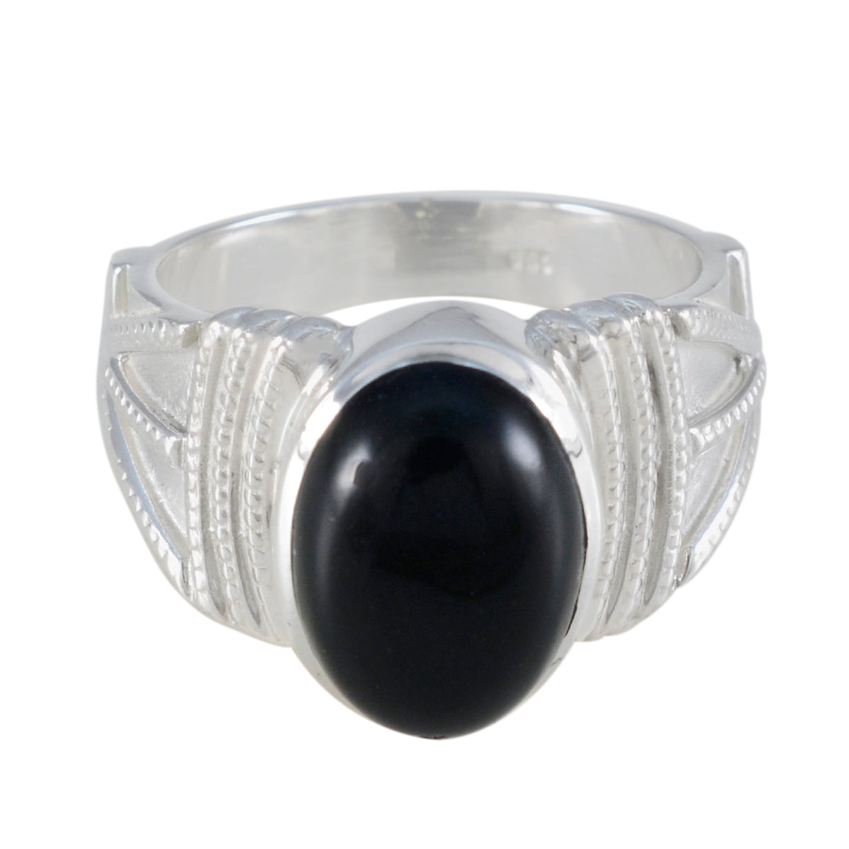 Black Onyx Solitaire Egyptian Silver Black Gemstones Essential  Trendy Ring Jewellery Главное изображение товара