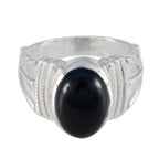 Black Onyx Solitaire Egyptian Silver Black Gemstones Essential  Trendy Ring Jewellery