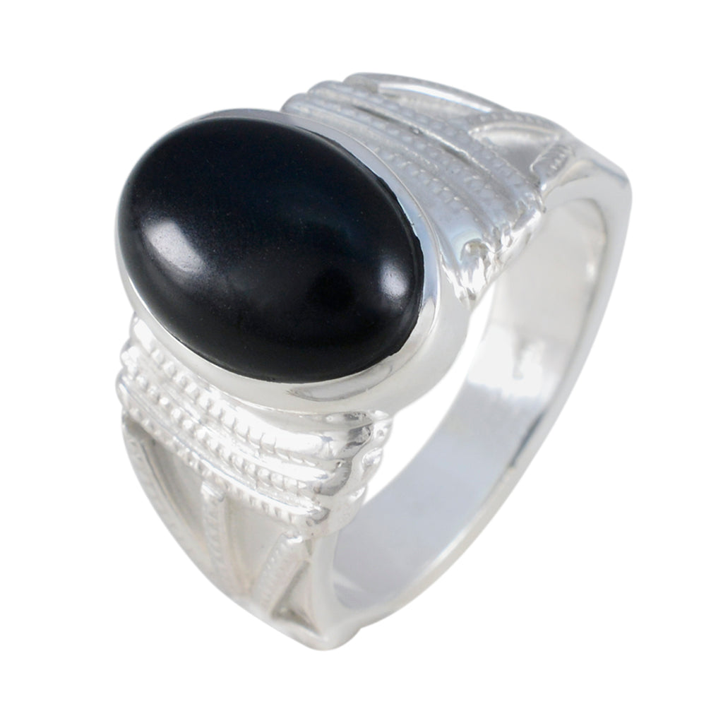 Black Onyx Solitaire Egyptian Silver Black Gemstones Essential  Trendy Ring Jewellery
