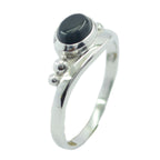 Black Onyx Solitaire Japanese Sterling Silver Black Gemstones Delicate Graceful Ring Jewellery