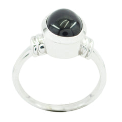 Black Onyx Solitaire Indian Silver Black Gemstone Classic  Graceful Ring Jewellery
