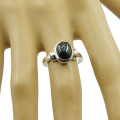 Black Onyx Solitaire Indian Silver Black Gemstone Classic  Graceful Ring Jewellery