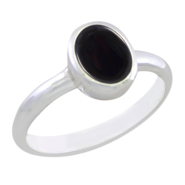Black Onyx Solitaire Turkish 92.5 Silver Black Gemstone Delicate Luxurious Ring Jewellery